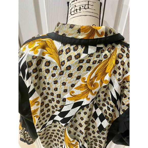 Y2K 90’s EAST WEST BOMBER JACKET LEOPARD PRINT WINDBREAKER SHOULDER PADS Sz M - Picture 15 of 16